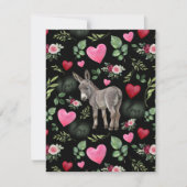 Donkey Love Valentine’s Day Card in Black ノートカード (正面)