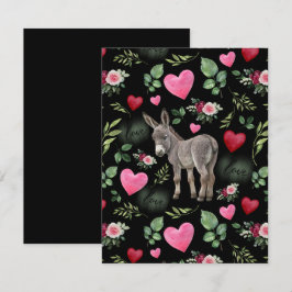 Donkey Love Valentine’s Day Card in Black ノートカード