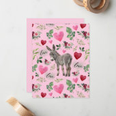 Donkey Love Valentine’s Day Card in Pink ノートカード (正面/裏面インサイチュ)