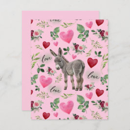 Donkey Love Valentine’s Day Card in Pink ノートカード