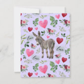 Donkey Love Valentine’s Day Card in Purple ノートカード (正面)
