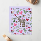 Donkey Love Valentine’s Day Card in Purple ノートカード (正面/裏面インサイチュ)
