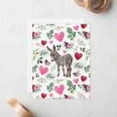 Donkey Love Valentine’s Day Card in White ノートカード (正面/裏面インサイチュ)