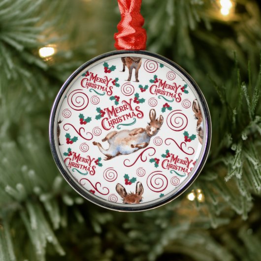 Donkey Merry Christmas Ornament Keepsake メタルオーナメント (ツリー)