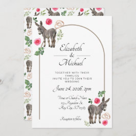 Donkey Pink Floral Wedding Invitation  招待状