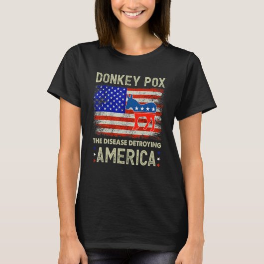 Donkey Pox The Disease Destroying America Donkeypo Tシャツ (正面)