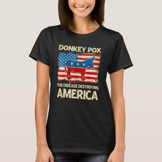 Donkey Pox The Disease Destroying America Donkeypo Tシャツ (正面)