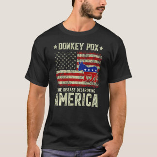 Donkey Pox The Disease Destroying America Usa Flag Tシャツ
