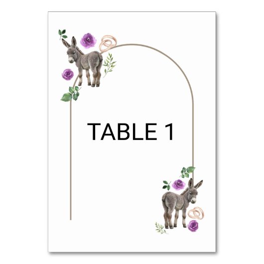 Donkey Purple Floral Rustic Wedding  テーブルナンバー (正面)