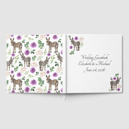 Donkey Purple Floral Wedding Guest Book ゲストブック