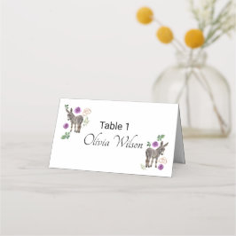 Donkey Purple Floral Wedding Place Card プレイスカード