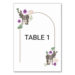 Donkey Purple Floral Wedding Table Number Card テーブルナンバー