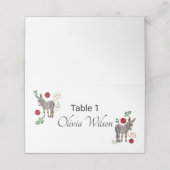 Donkey Red Floral Rustic Wedding プレイスカード (外部開封)