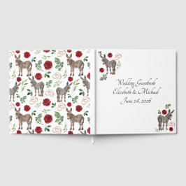 Donkey Red Floral Rustic Wedding Guest Book ゲストブック