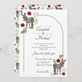 Donkey Red Floral Wedding Invitation  招待状