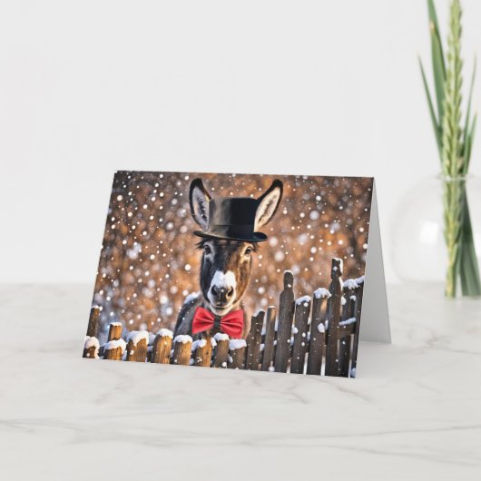 Donkey Seasons Greetings Christmas Holiday  カード (正面)