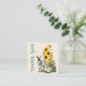 Donkey Sunflowers Small Business Thank You スクエア名刺 (スタンド正面)