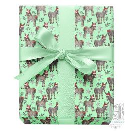 Donkeys Christmas Gift Wrapping Paper - Green ラッピングペーパー