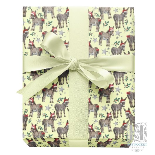 Donkeys Christmas Gift Wrapping Paper - Yellow ラッピングペーパー