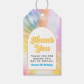 DONNAレトロフォント絞り染めプールパーティー誕生日 ギフトタグ (正面)