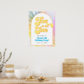 DONNAレトロフォント絞り染めプールパーティー誕生日 ポスター (キッチン)