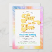DONNAレトロフォント絞り染めプールパーティー誕生日 招待状 (正面)
