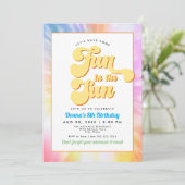 DONNAレトロフォント絞り染めプールパーティー誕生日 招待状 (スタンド正面)