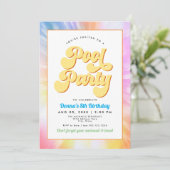 DONNAレトロフォント絞り染めプールパーティー誕生日 招待状 (スタンド正面)