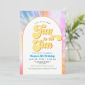 DONNAレトロフォント絞り染めプールパーティー誕生日 招待状 (スタンド正面)