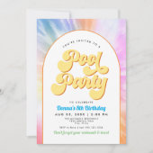 DONNAレトロフォント絞り染めプールパーティー誕生日 招待状 (正面)