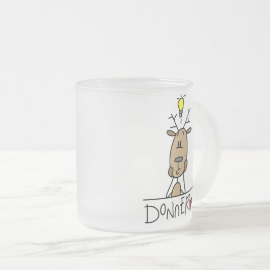 DonnerのトナカイのクリスマスのTシャツおよびギフト フロストグラスマグカップ (正面右)