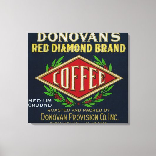 Donovan's Coffee Labelバーミンガム， AL キャンバスプリント (正面)