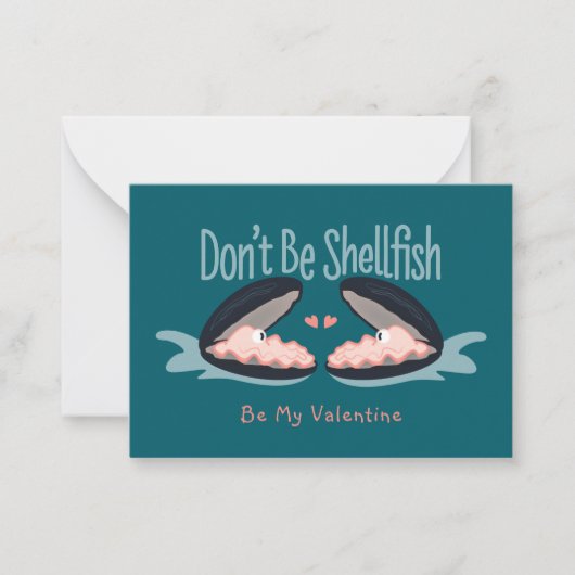 Don't Be Shellfish Oysters Kids Valentine Card ノートカード (正面)