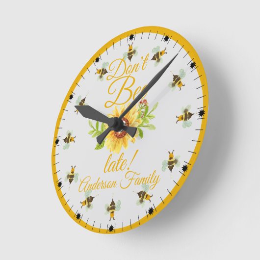 Don't Bee Lateのまわりにおもしろい ラウンド壁時計 (傾斜)