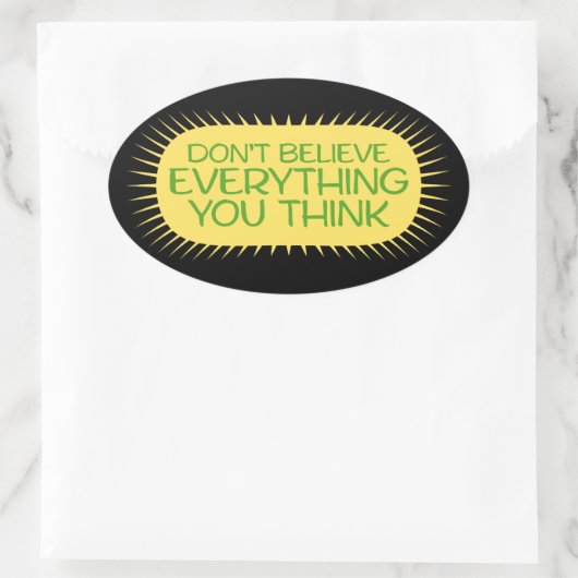 Don't Believe Everything You Think Mindful Wisdom 楕円形シール (バッグ)