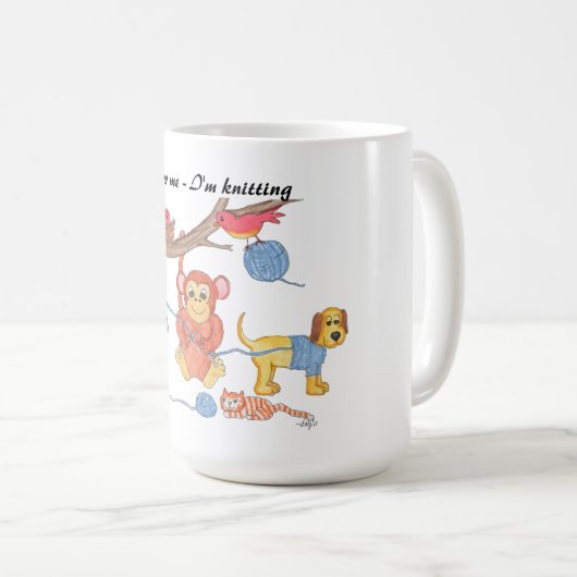 Don't Bother Me - I'm Knitting コーヒーマグカップ (正面右)