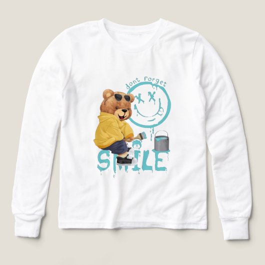 "Don't Forget to Smile" Artist Bear Long-Sleeve Sh (デザイン正面)
