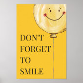 Don't Forget To Smile | Yellow Cute Smile Balloon ポスター (正面)