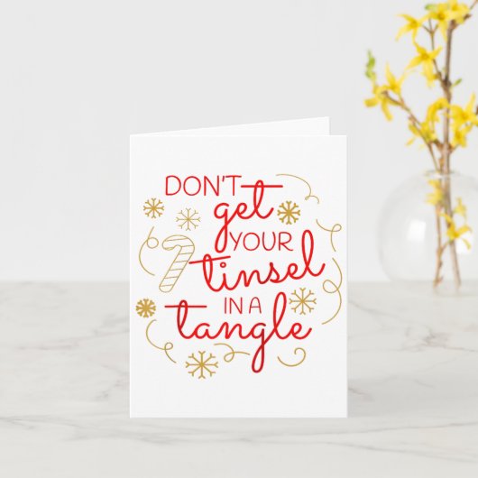 Don't Get Your Tinsel In A Tangle Christmas Raglan カード (黄色い花)