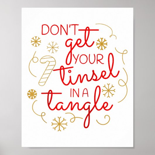 Don't Get Your Tinsel In A Tangle Christmas Raglan ポスター (正面)
