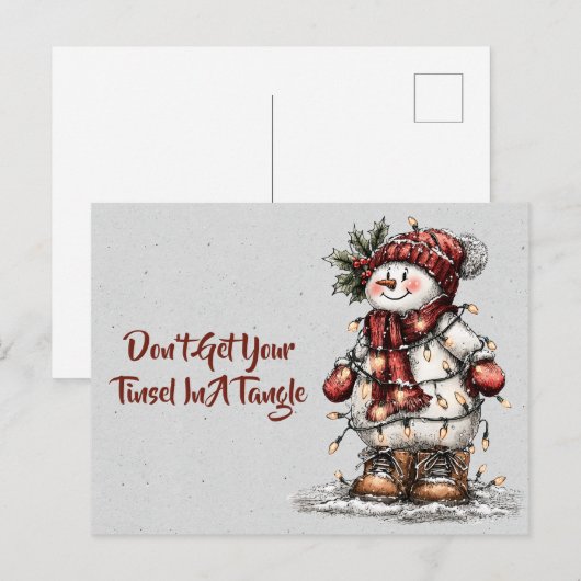 Don't Get Your Tinsel In A Tangle Snowman  ポストカード (正面/裏面)