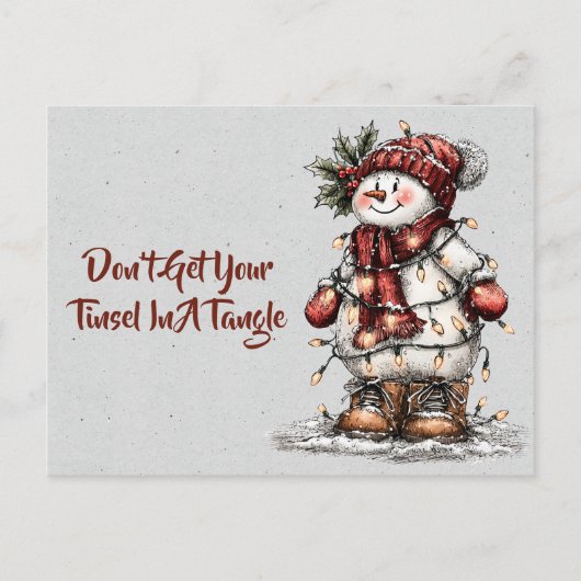 Don't Get Your Tinsel In A Tangle Snowman  ポストカード (正面)