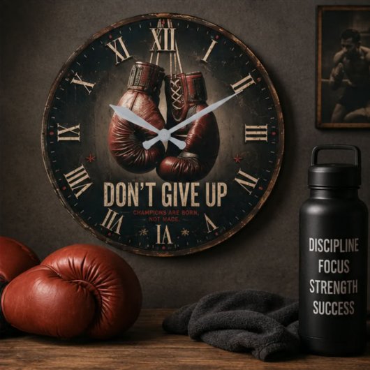 Don't Give Up Boxing Gloves ラージ壁時計