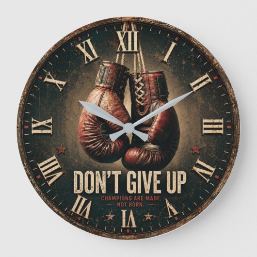 Don't Give Up Boxing Gloves ラージ壁時計 (正面)
