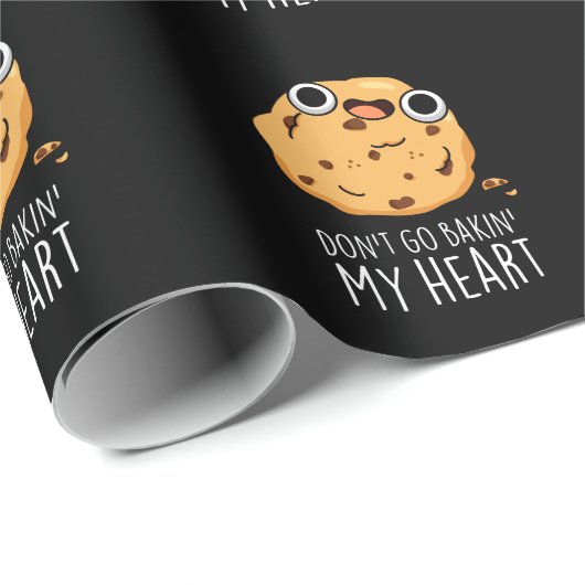 Don't Go Bakin私のハートおもしろいクッキープンダークBG ラッピングペーパー (ロールコーナー)