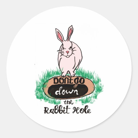 Dont Go Down The Rabbit Hole Womens Red  ラウンドシール (正面)