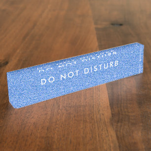 Don't Interesting Sign Blueグリッター デスクネームプレート
