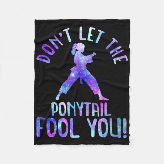 Dont Let The Ponytail Fool You Funny For Karate Gi フリースブランケット (正面)