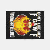 Don't Like Me F Caw F Problem Solved Funny Chicken フリースブランケット (正面(横))