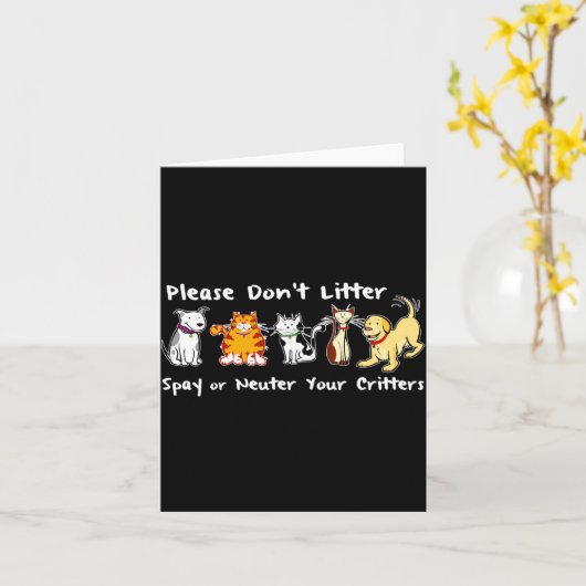 Dont Litter Spay Or Neuter カード (黄色い花)
